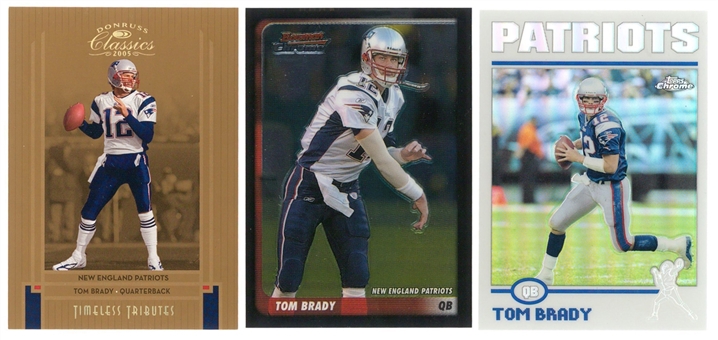 2003-2005 Topps Chrome & Assorted Brands Tom Brady Card Trio (3 Different) Featuring Serial-Numbered & Refractor Examples!